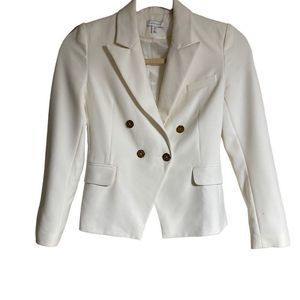 Topshop Womens Blazer Coat Jacket Double Breasted Career White Size 6